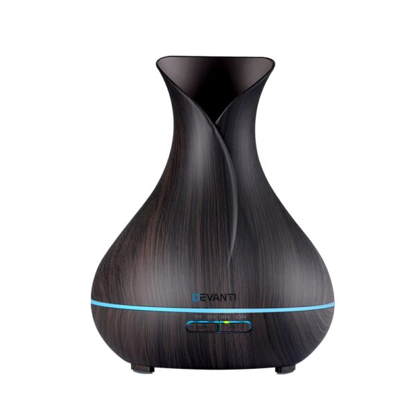 Fanno-400ml 4-in-1 Aroma Diffuser Humidifier Purifier Night Light Dark Wood Design