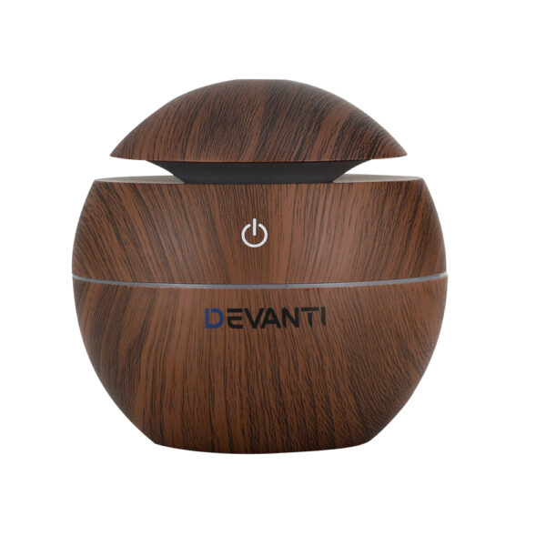 Fanno-Ultrasonic Aroma Diffuser 130ml Wood Grain Humidifier Night Light Aromatherapy