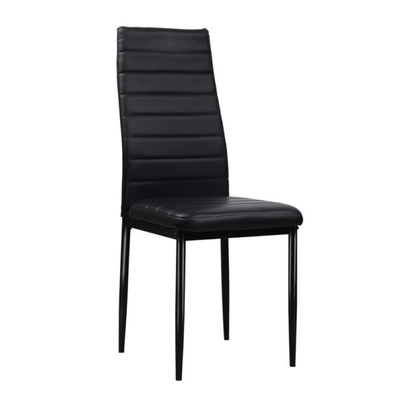 Fanno-Set of 4 Black PVC Leather Dining Chairs with Metal Legs and Easy Assembly