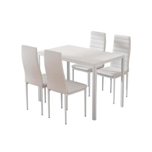 Fanno-Modern Dining Set with 4 Chairs Rectangular Table Water Resistant Easy Assembly