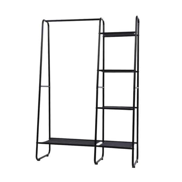 Fanno-Metal Clothes Rack with Shelves for Clothing Storage and Organization Black