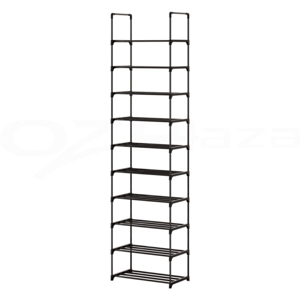 Fanno-10-Tier Shoe Rack Storage Shelf for 20 Pairs Stackable Black Metal Organizer