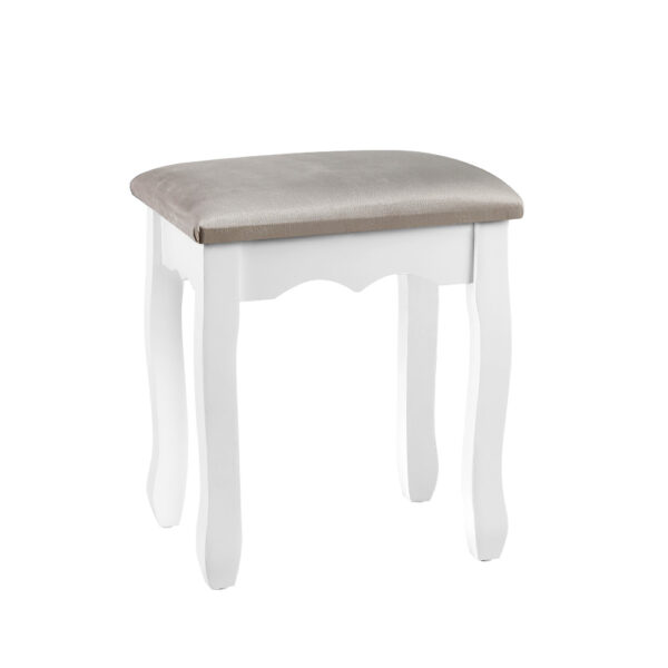 Fanno-Dressing Stool Velvet Grey French Provincial Design Comfortable Elegant Seat