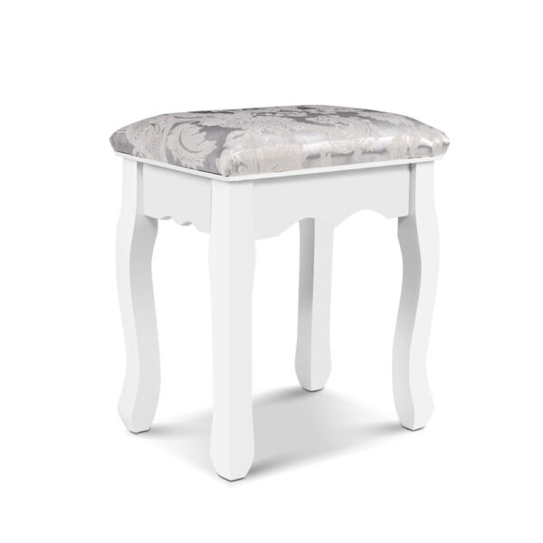 Fanno-Dressing Stool for Bedroom Elegant Upholstered Linen with Curved Legs and Comfort