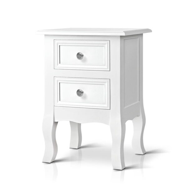 Fanno-French Provincial Bedside Table with 2 Drawers and Vintage Knob Handles