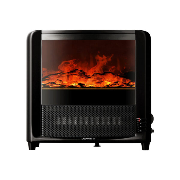 Fanno-Electric Fireplace with 3D Flame Effect and Adjustable Thermostat for Indoor Use