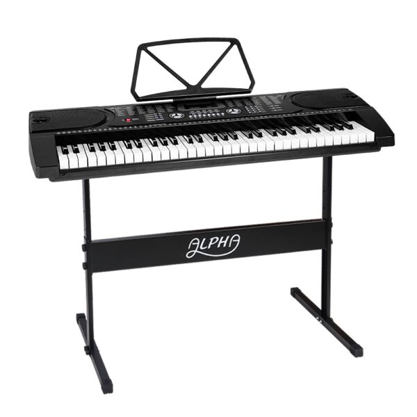 Fanno-61 Keys Electronic Piano Keyboard with Stand LED Display for Beginners Black