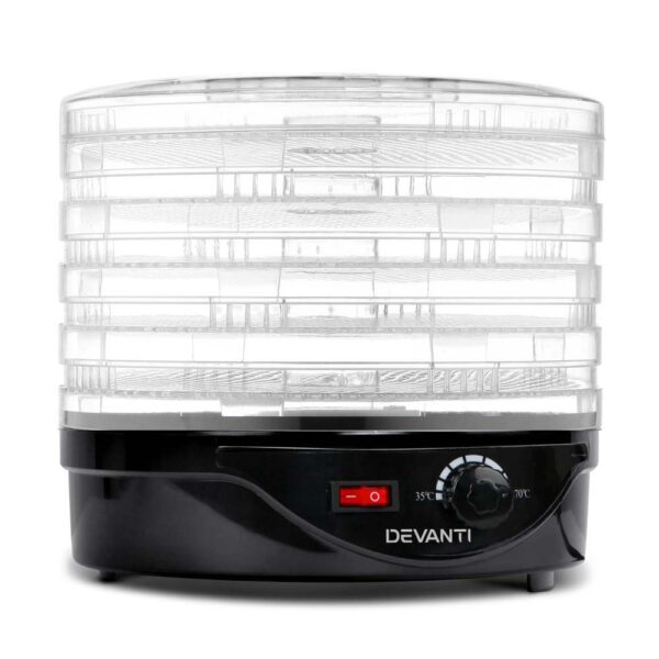 Fanno-5 Tray Food Dehydrator for Fruits Vegetables Meat Healthy Snacks Easy Clean Black