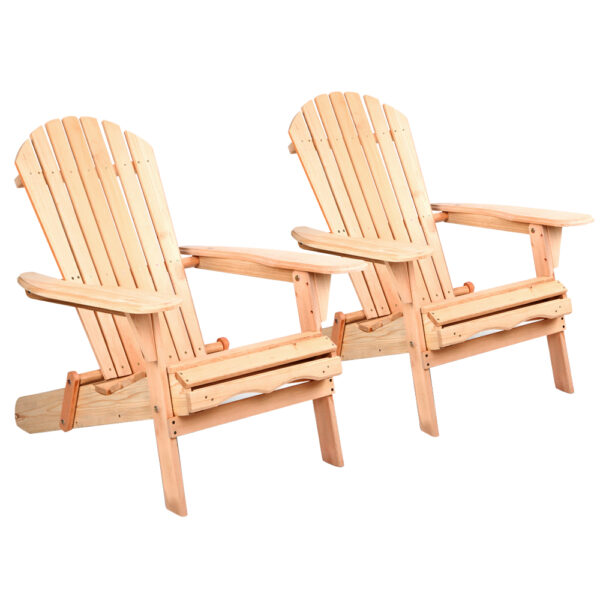 Fanno-Adirondack Outdoor Chairs Set of 2 Wooden Folding Patio Furniture for Garden