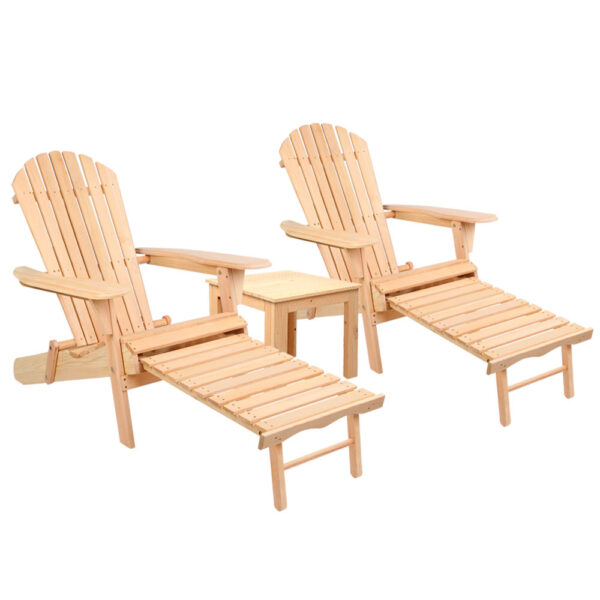 Fanno-Adirondack Chair and Table Set with Ottoman for Outdoor Relaxation and Comfort