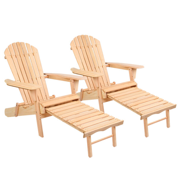 Fanno-Adirondack Chair and Ottoman Set for Backyard Patio Relaxation and Comfort