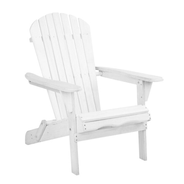 Fanno-Foldable Adirondack Chair Wooden Outdoor Patio Furniture Eco-Friendly White