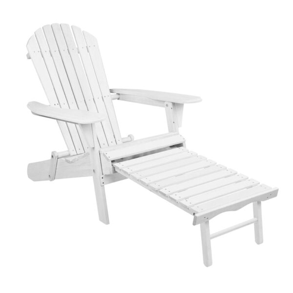 Fanno-Adirondack Chair with Ottoman Eco-Friendly Wooden Foldable Outdoor Furniture White