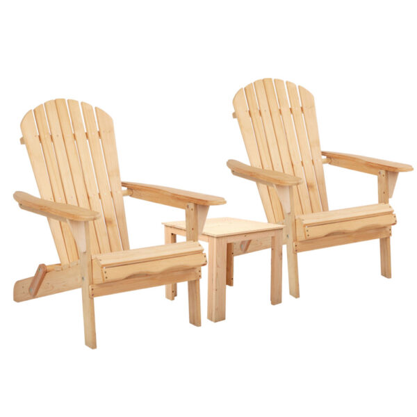 Fanno-3 Piece Wooden Outdoor Adirondack Chair and Table Set Eco-Friendly Portable Design