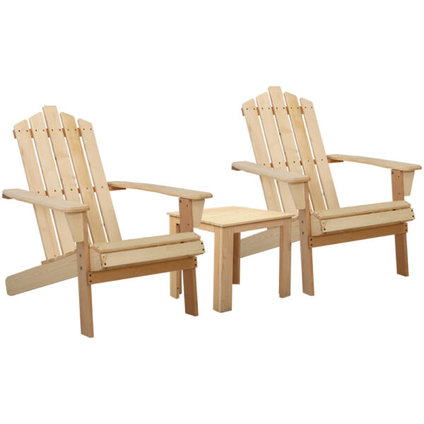 Fanno-Adirondack Chair Set with Side Table Eco-Friendly Wooden Outdoor Furniture