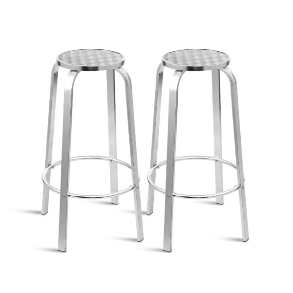 Fanno-Aluminium Bar Stools Set of 2 Outdoor Indoor Patio Chairs Lightweight Rust Resistant