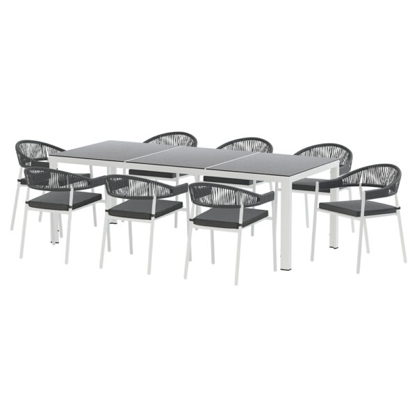 Fanno-9-Piece Outdoor Dining Set with Steel Table and Chairs for Patio and Garden Use