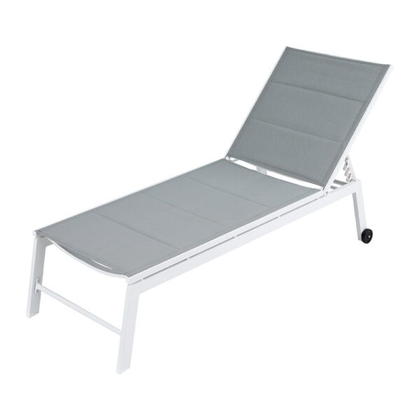 Fanno-Sun Lounger Chaise Lounge Wheels Patio Furniture Outdoor Setting White