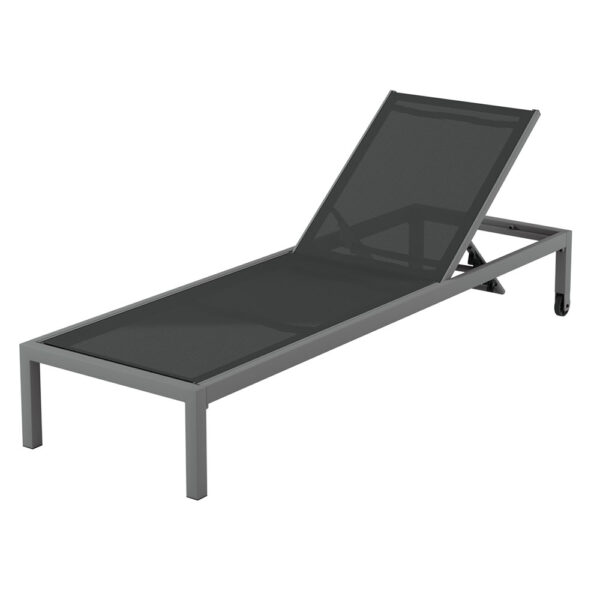 Fanno-Outdoor Sun Lounger Adjustable Backrest Aluminium Folding Chair with Wheels