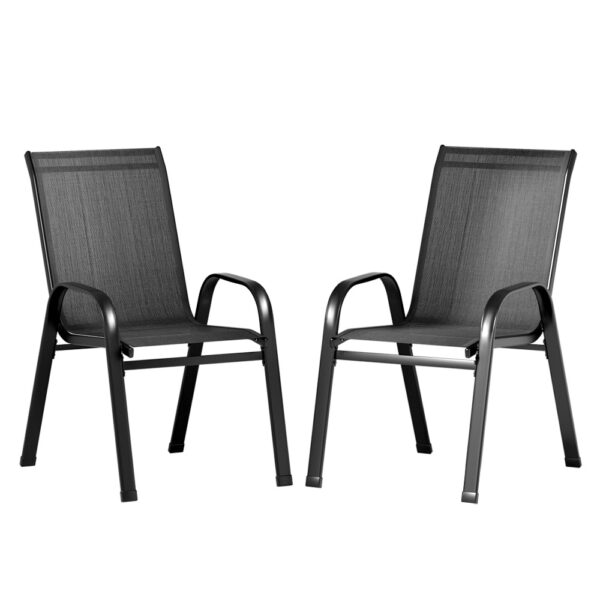 Fanno-Stackable Outdoor Dining Chairs Set of 2 Weather-Resistant Patio Furniture Black