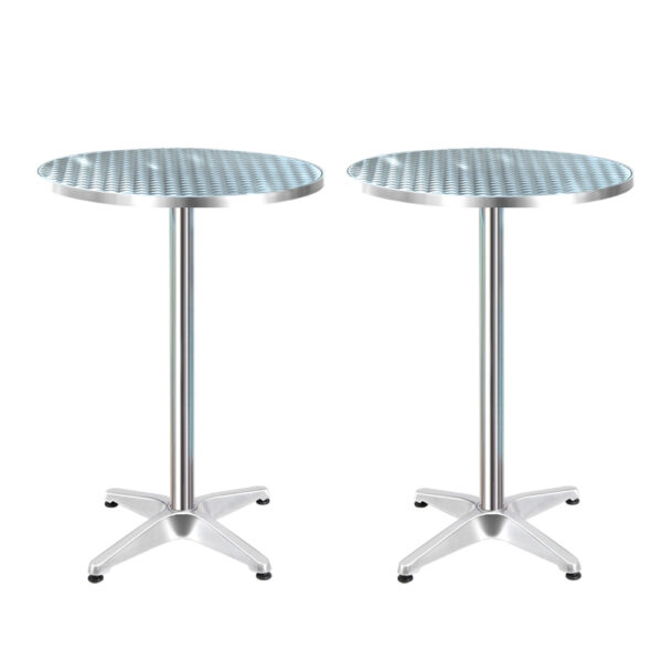 Fanno-Adjustable Stainless Steel Bar Table Set of 2 for Indoor Outdoor Use 70 110cm