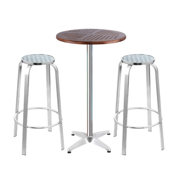 Fanno-3-Piece Outdoor Bar Set with Adjustable Table and Stools for Patio and Bistro