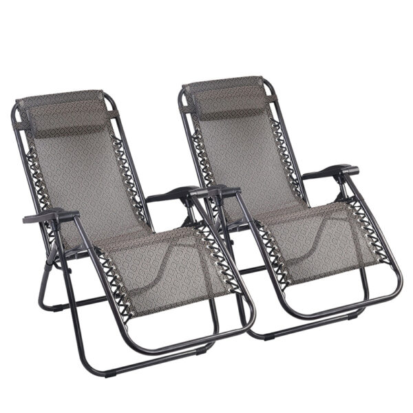 Fanno-Zero Gravity Recliner Chair Adjustable Folding Outdoor Lounge Lightweight Beige