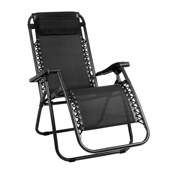 Fanno-Zero Gravity Recliner Chair Adjustable Folding Outdoor Lounge for Camping Black