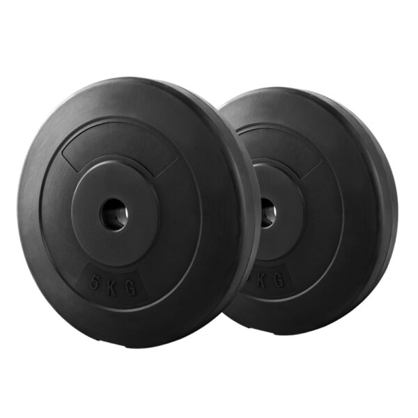 Fanno-Home Gym Weight Plates Set of 2 x 5kg Rubber Coated Cast Cement for Workouts