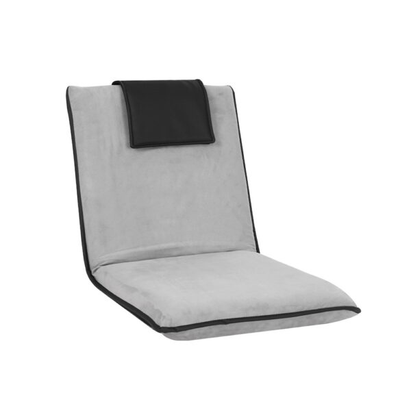 Fanno-Adjustable Floor Lounge Sofa Bed Chair with Headrest and Storage Pocket Grey