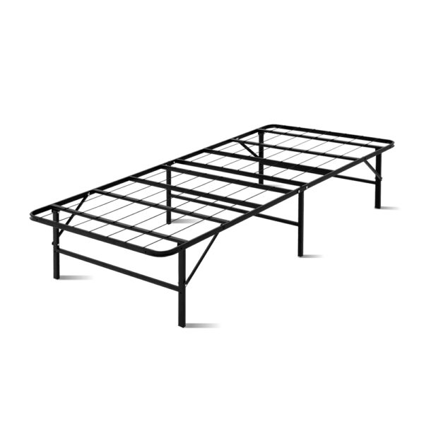 Fanno-Folding Bed Frame Metal Base for Single Mattress with Under Bed Storage