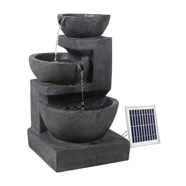 Fanno-Solar Power Three Tier Bird Bath Fountain with LED Lights for Outdoor Decor