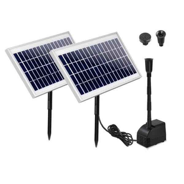 Fanno-Solar Powered Fountain Pump Kit for Garden with Dual Panels and 7.2FT Water Lift