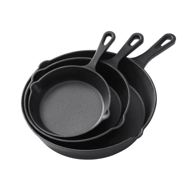 Fanno-Cast Iron Frying Pan Set 3PCS Non-Stick PFOA-Free Kitchen Cookware All Stovetops