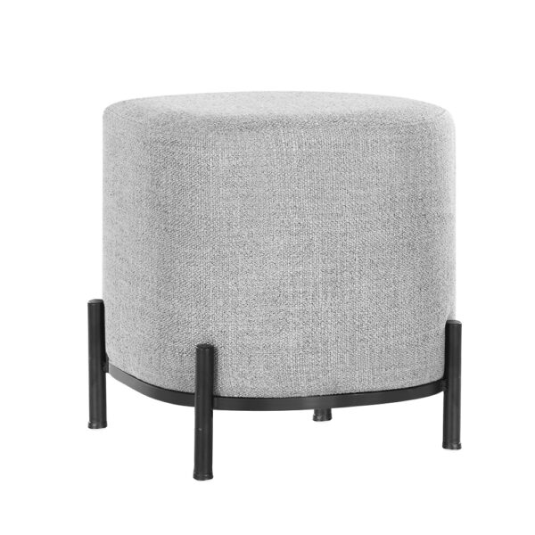 Fanno-Footstool Ottoman Square Linen Grey for Living Room Bedroom Foyer Seating