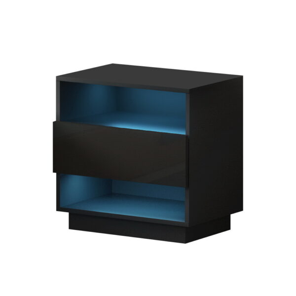 Fanno-LED Bedside Table with Customisable Light 16 Colours Modern Design Black Finish