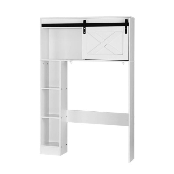 Fanno-Bathroom Storage Cabinet Over Toilet Organizer with Shelves and Sliding Door 128cm