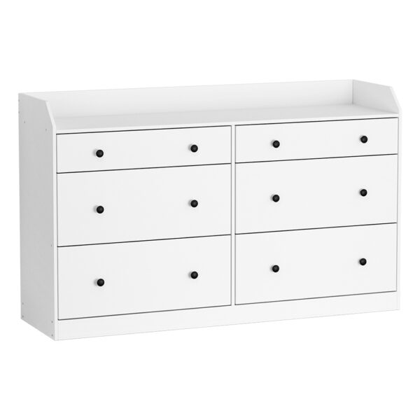 Fanno-Chest of Drawers with 6 Spacious Drawers and Top Shelf for Storage White