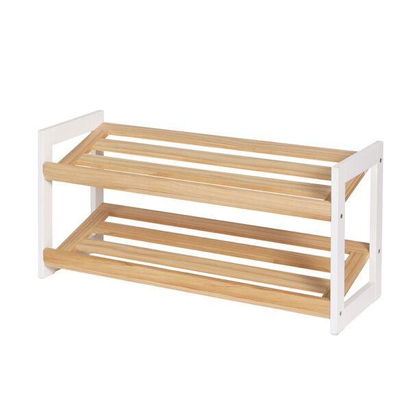 Fanno-Shoe Rack Wooden Storage Organizer for 6 Pairs with Tilted Shelves and Stylish Design