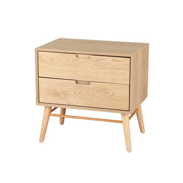 Fanno-Wooden Bedside Table with Drawers Rustic Scandi  Storage Nightstand Pine