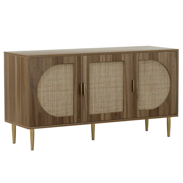 Fanno-Buffet Sideboard with Rattan Doors and Adjustable Shelves for Coastal Decor