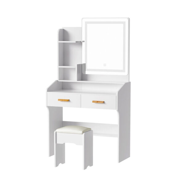 Fanno-LED Vanity Dressing Table with Hollywood Mirror and Storage Drawers White