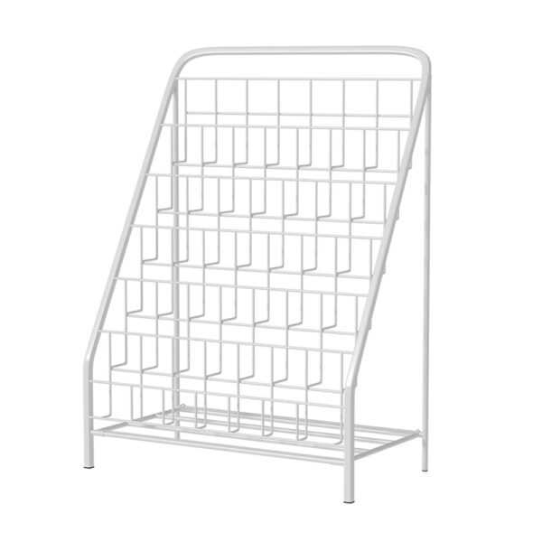 Fanno-Kids Bookshelf 6 Tier Foldable Organiser Space Saving Metal Frame White