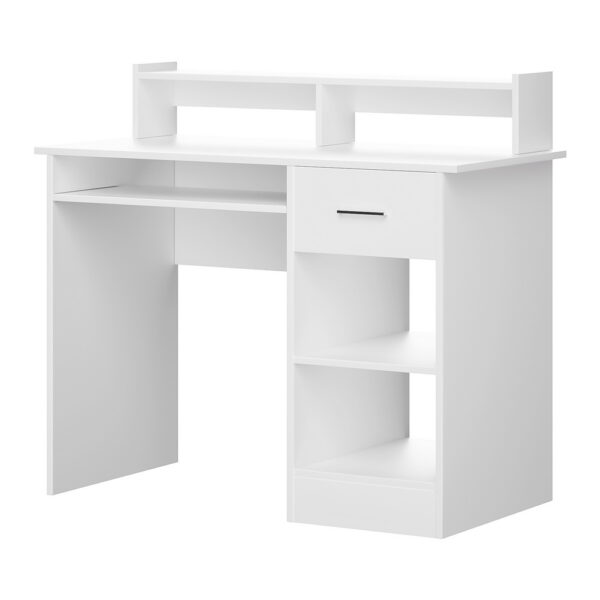 Fanno-Office Computer Desk with Storage and Keyboard Tray White Durable Design