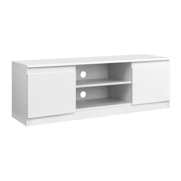 Fanno-TV Entertainment Unit White Melamine Storage Cabinet with Shelves and Drawers