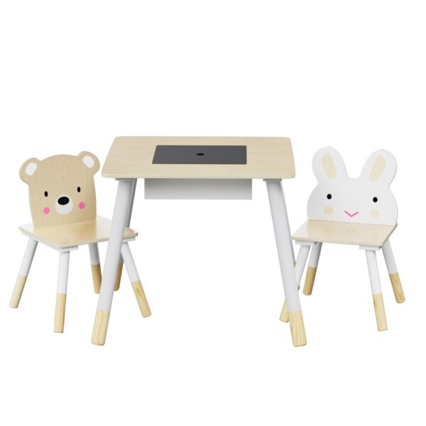 Fanno-Kids Table and Chair Set with Chalkboard and Hidden Storage for Creative Play