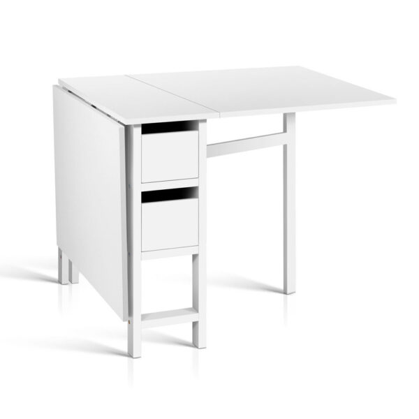 Fanno-Extendable Folding Dining Table White Gateleg Design Accommodates 4 to 6 Guests