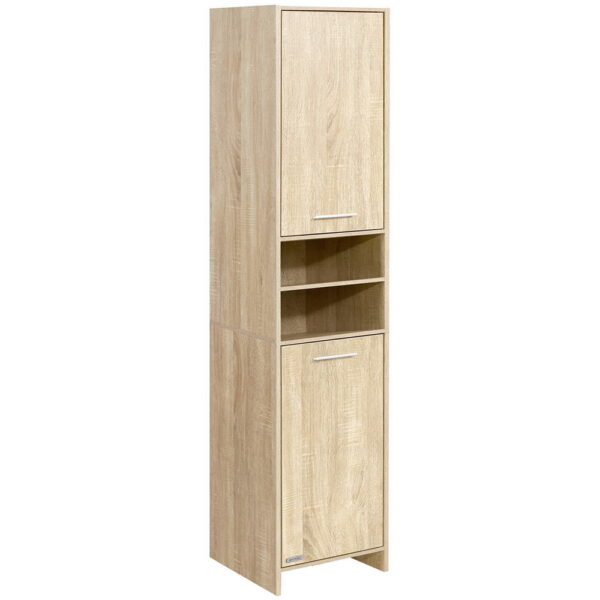 Fanno-Tall Storage Cabinet Space-Saving Design for Bathroom and Living Room Oak Finish