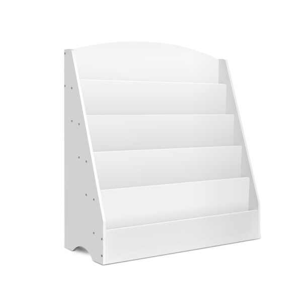 Fanno-5 Tier Kids Bookshelf White Storage Organizer for Books and Magazines