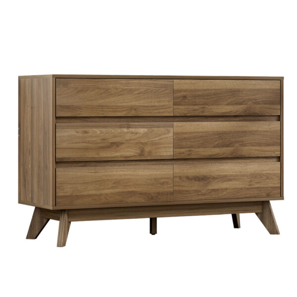 Fanno-Chest of Drawers with 6 Spacious Drawers for Bedroom Storage Walnut Finish